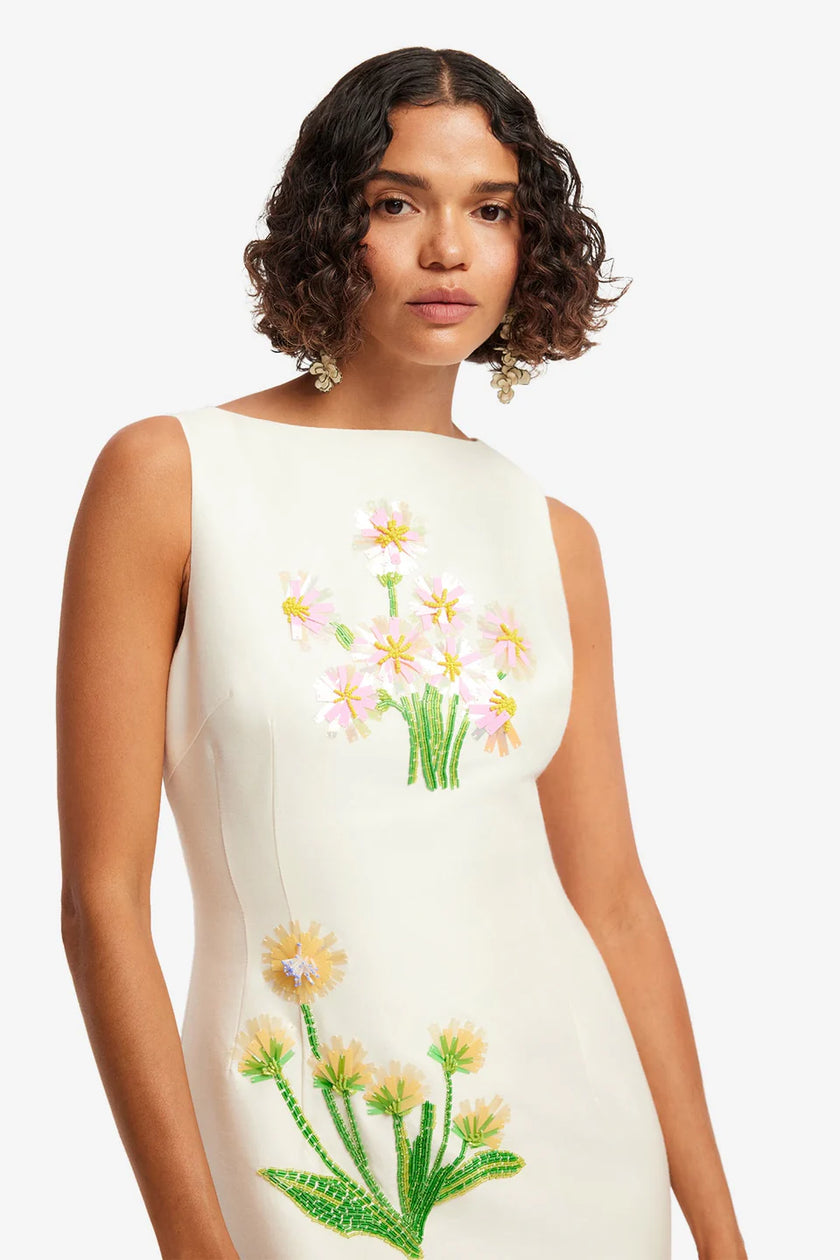 ELEANOR EMBELLISHED WOOL MIDI DRESS IN WILDFLOWER