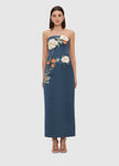 RAYNA APPLIQUE FLORAL BUSTIER MAXI DRESS