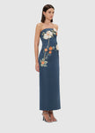 RAYNA APPLIQUE FLORAL BUSTIER MAXI DRESS