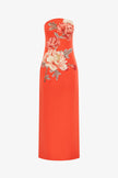 AVA  APPLIQUE FLORAL BUSTIER MAXI DRESS IN SAFFRON