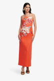 AVA  APPLIQUE FLORAL BUSTIER MAXI DRESS IN SAFFRON