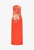 AVA  APPLIQUE FLORAL BUSTIER MAXI DRESS IN SAFFRON
