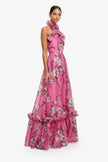 ISABELLE RUFFLE HALTERNECK MAXI DRESS