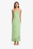RAYNA APPLIQUE BUSTIER MAXI DRESS IN JUNIPER GREEN
