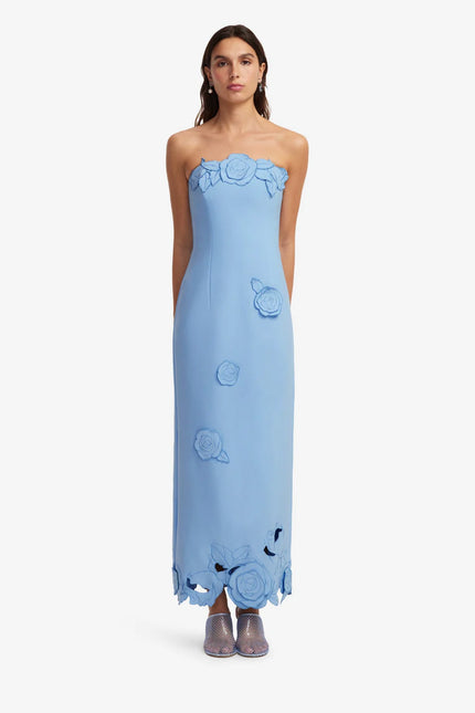 RAYNA APPLIQUE BUSTIER MAXI DRESS IN BLUE PASTEL