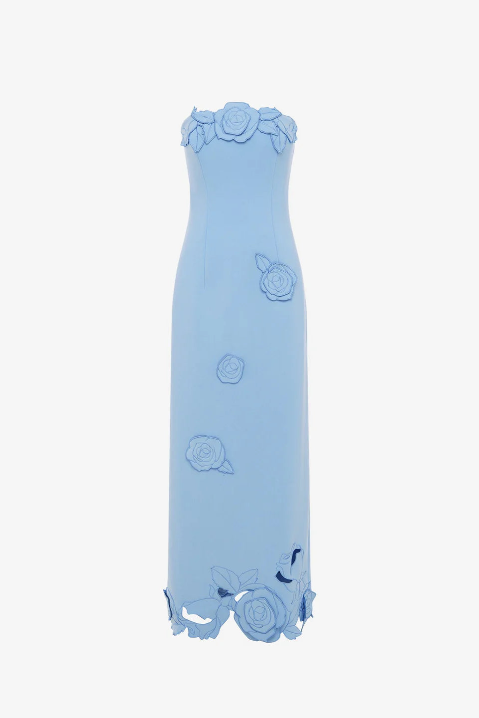 RAYNA APPLIQUE BUSTIER MAXI DRESS IN BLUE PASTEL