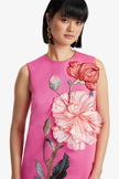 YVONNE APPLIQUE FLORAL MINI DRESS IN PEONY PRINT IN FUCHSIA