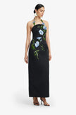 AVA HALTERNECK APPLIQUE FLORAL BUSTIER MAXI DRESS