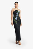 AVA HALTERNECK APPLIQUE FLORAL BUSTIER MAXI DRESS