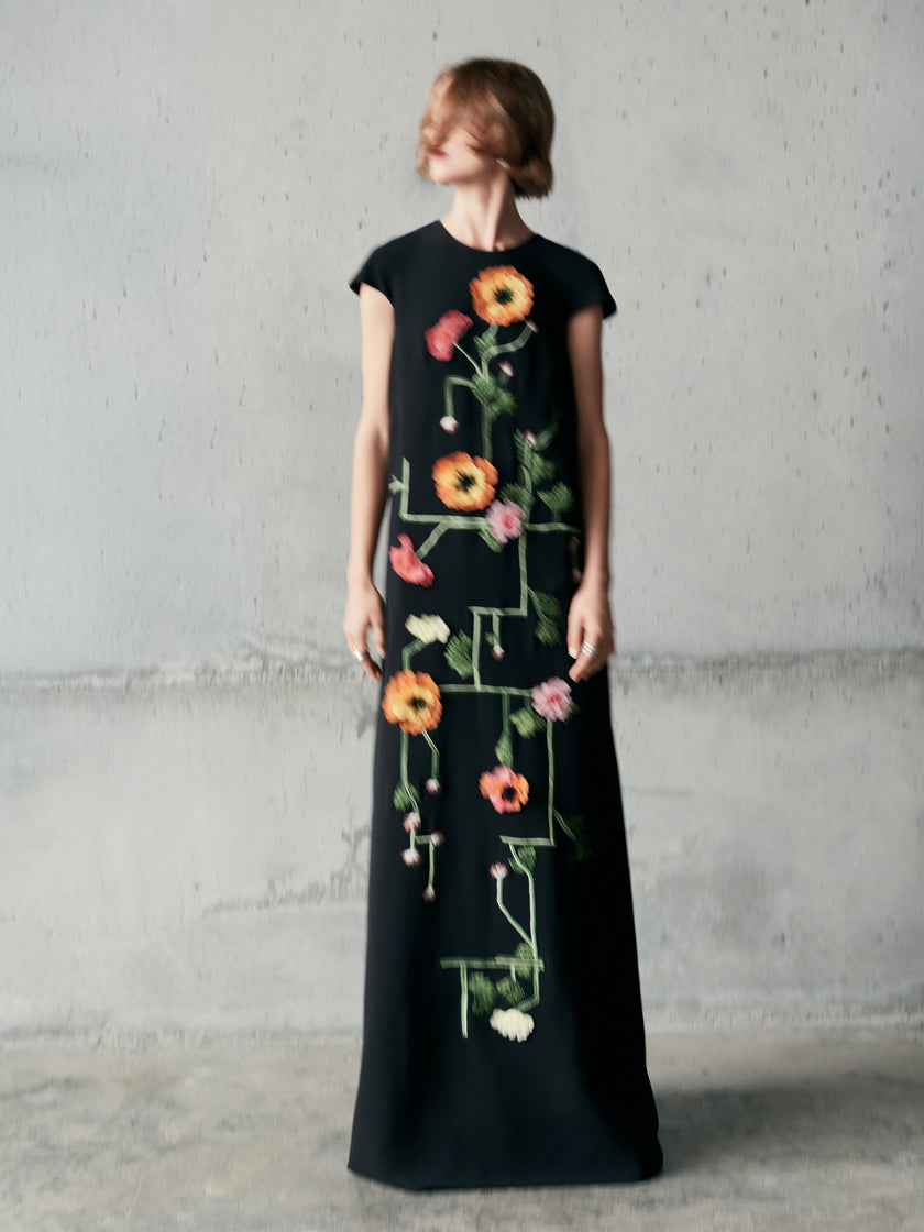 RAISED FLORAL EMBOIDERY AUGUSTA GOWN