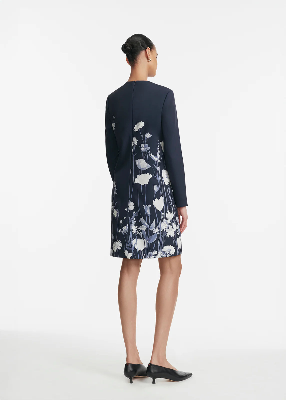 FLORAL CREPE LONG SLEEVE KELLY DRESS