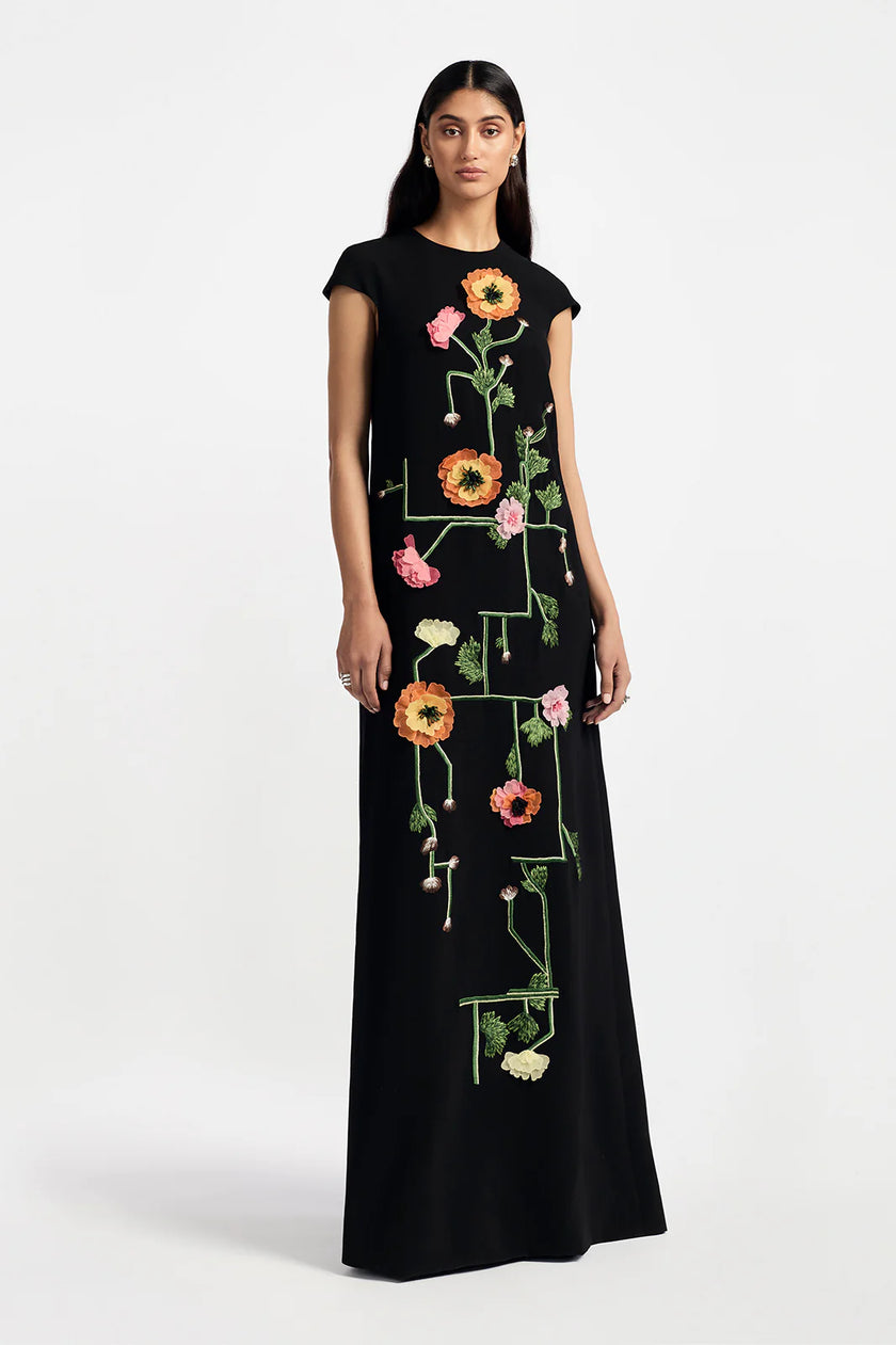 RAISED FLORAL EMBOIDERY AUGUSTA GOWN