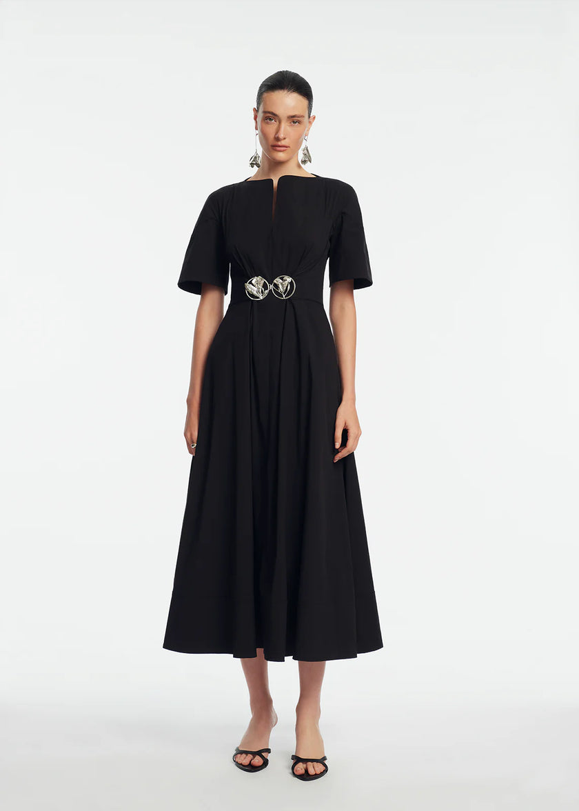 COTTON POPLIN BUCKLE SHIRTDRESS