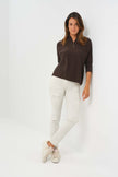 LUCELY QUARTER ZIP ELBOWSLEEVE MOCK NECK SWEATER