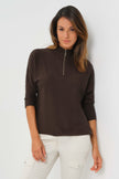 LUCELY QUARTER ZIP ELBOWSLEEVE MOCK NECK SWEATER