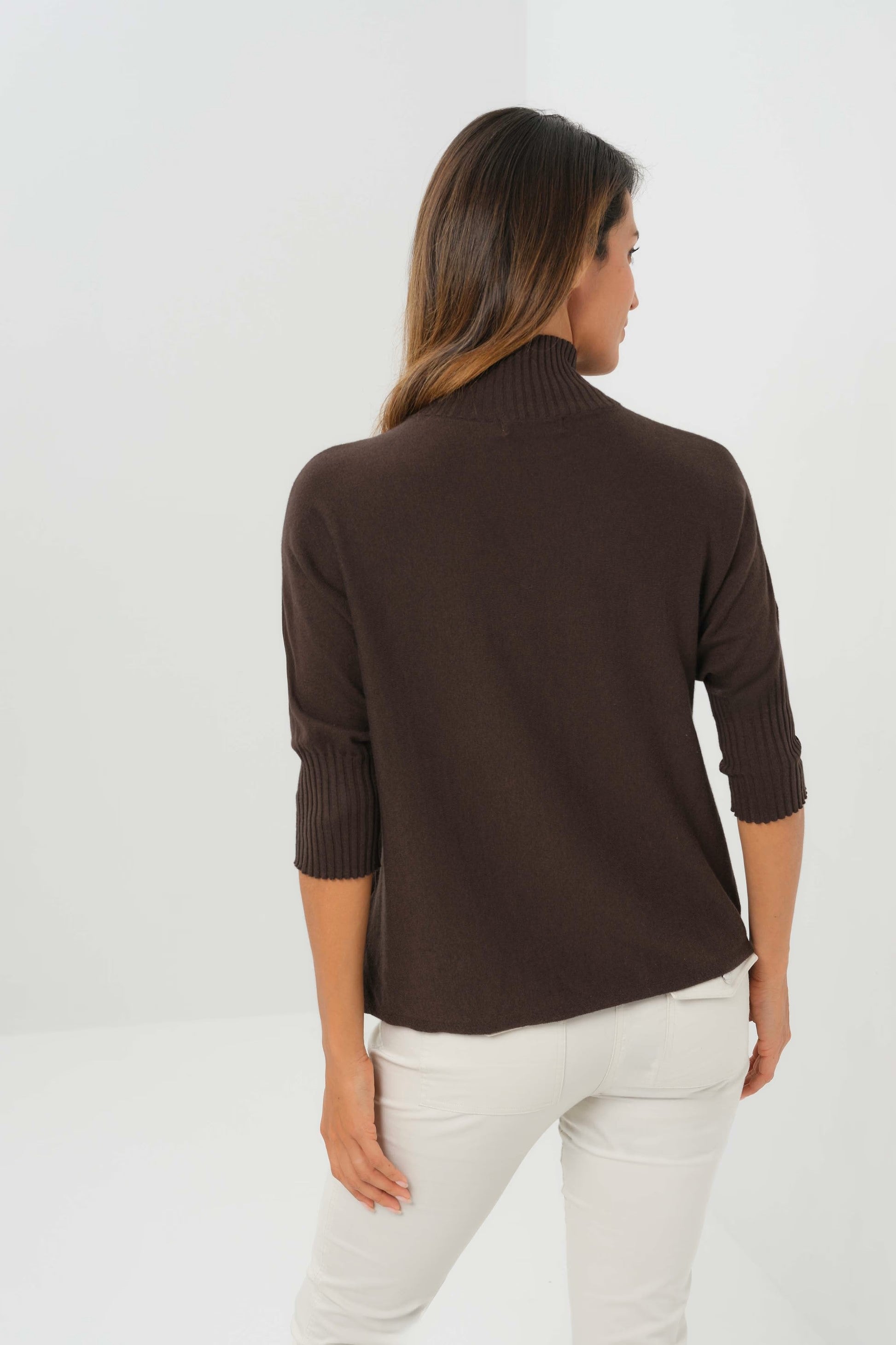 LUCELY QUARTER ZIP ELBOWSLEEVE MOCK NECK SWEATER