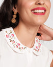 LOUISE FLORAL EMBROIDERD COLLAR TOP