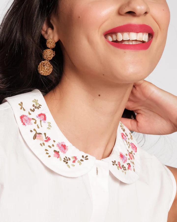 LOUISE FLORAL EMBROIDERD COLLAR TOP