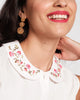 LOUISE FLORAL EMBROIDERD COLLAR TOP