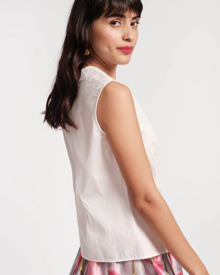 LOUISE FLORAL EMBROIDERD COLLAR TOP