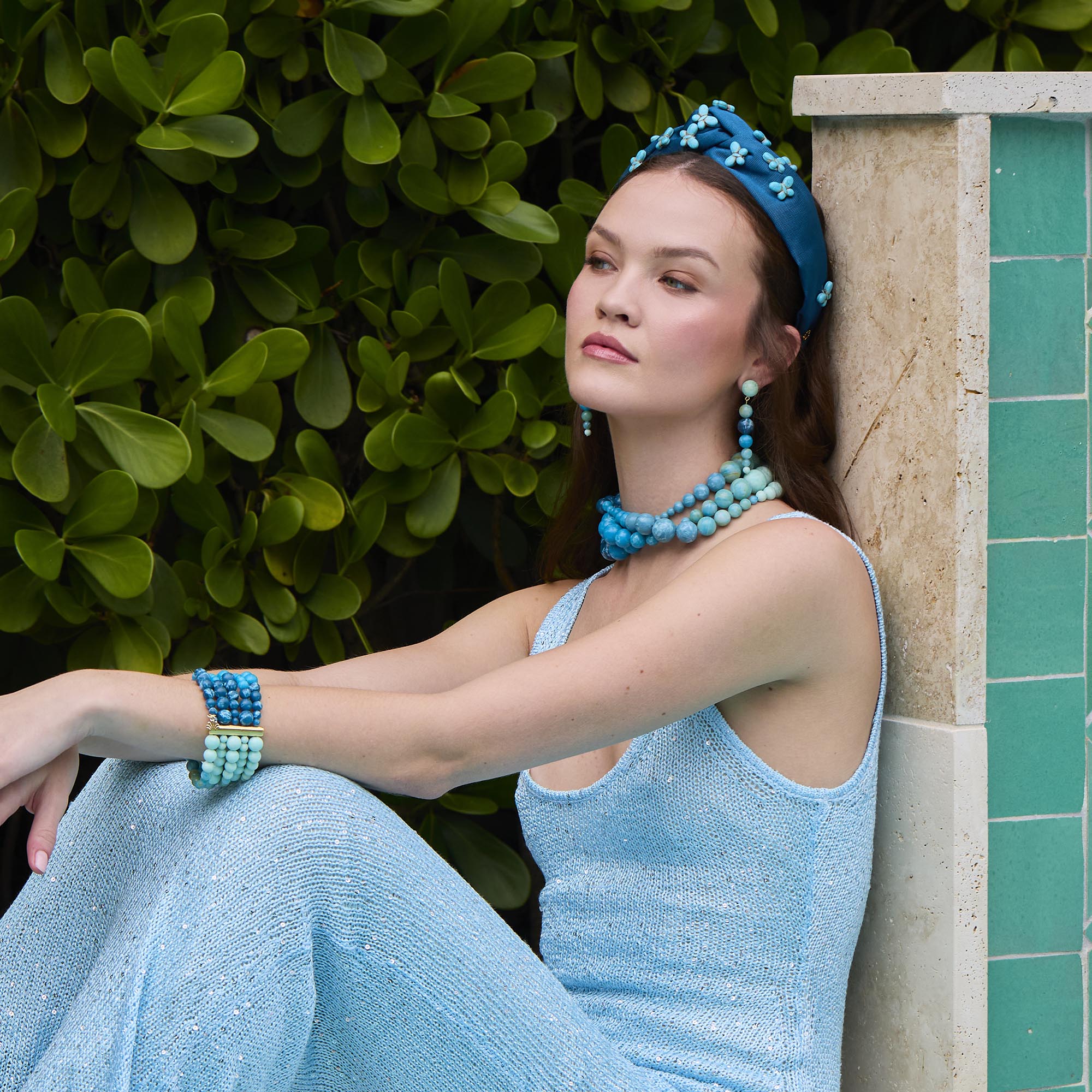 SEAFOAM SPRAY RIVIERA LINEAR DROP EARRINGS