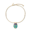 TURQUOISE LAPIS STONE SCARAB COLLAR NECKLACE