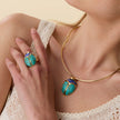 TURQUOISE LAPIS STONE SCARAB COLLAR NECKLACE