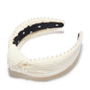 PEARL TRIM CORDUROY KNOTTED HEADBAND
