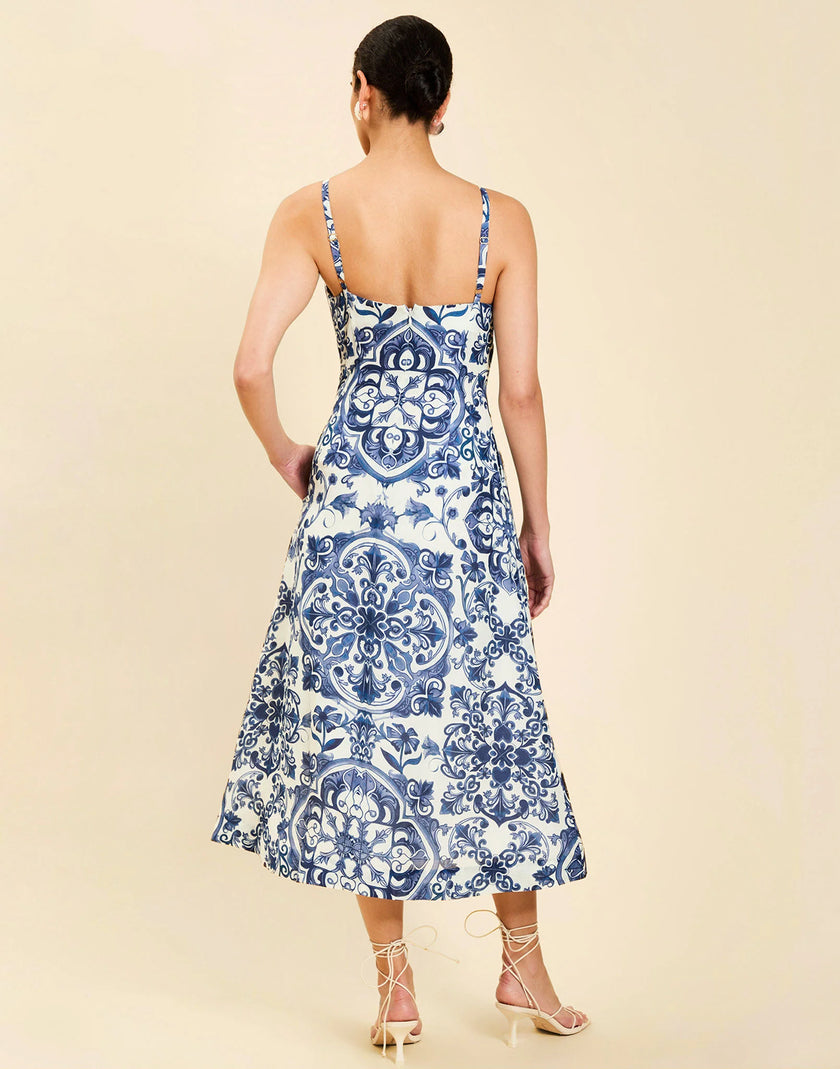 LADERA MIDI DRESS IN AZULEJO NAVY