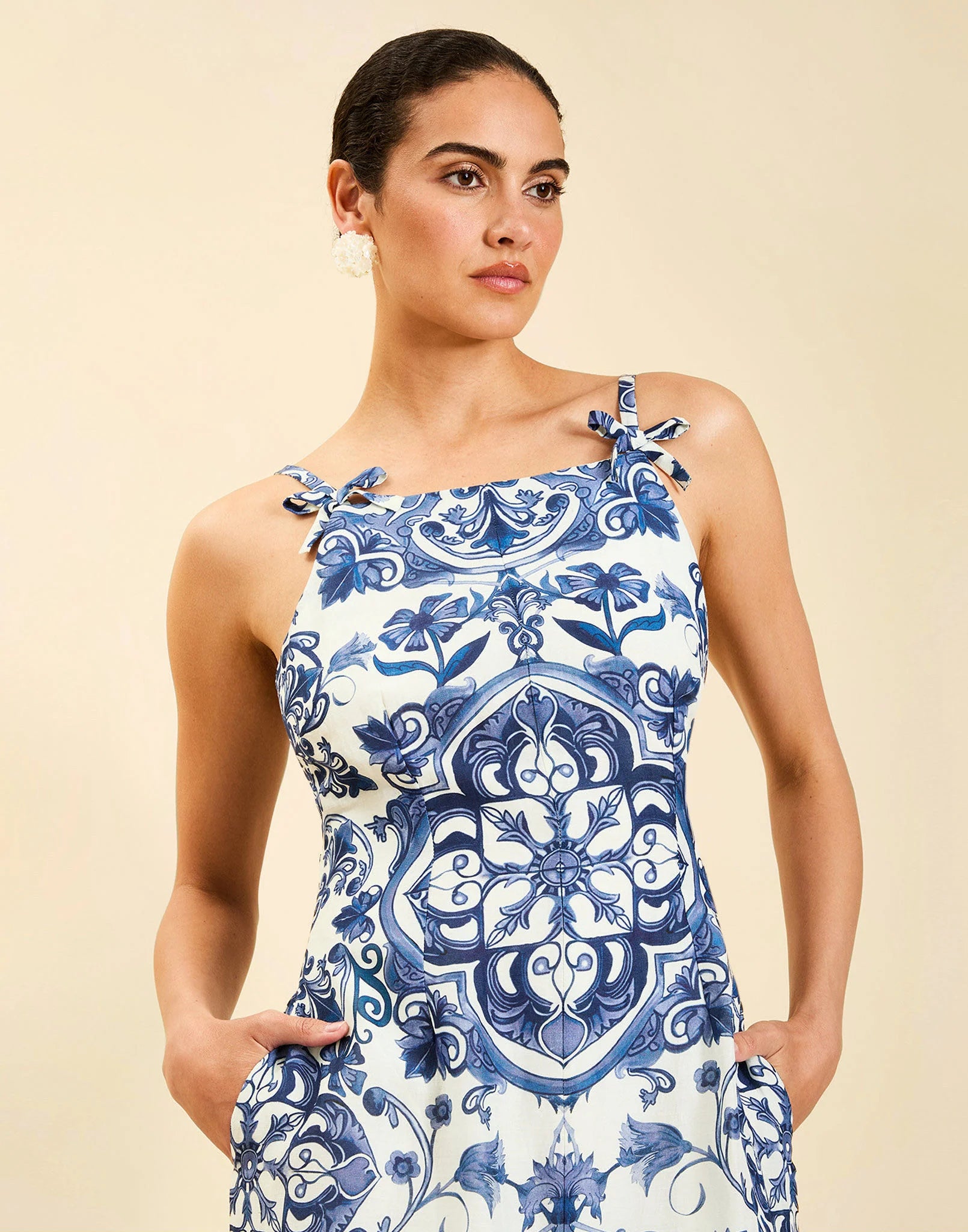 LADERA MIDI DRESS IN AZULEJO NAVY