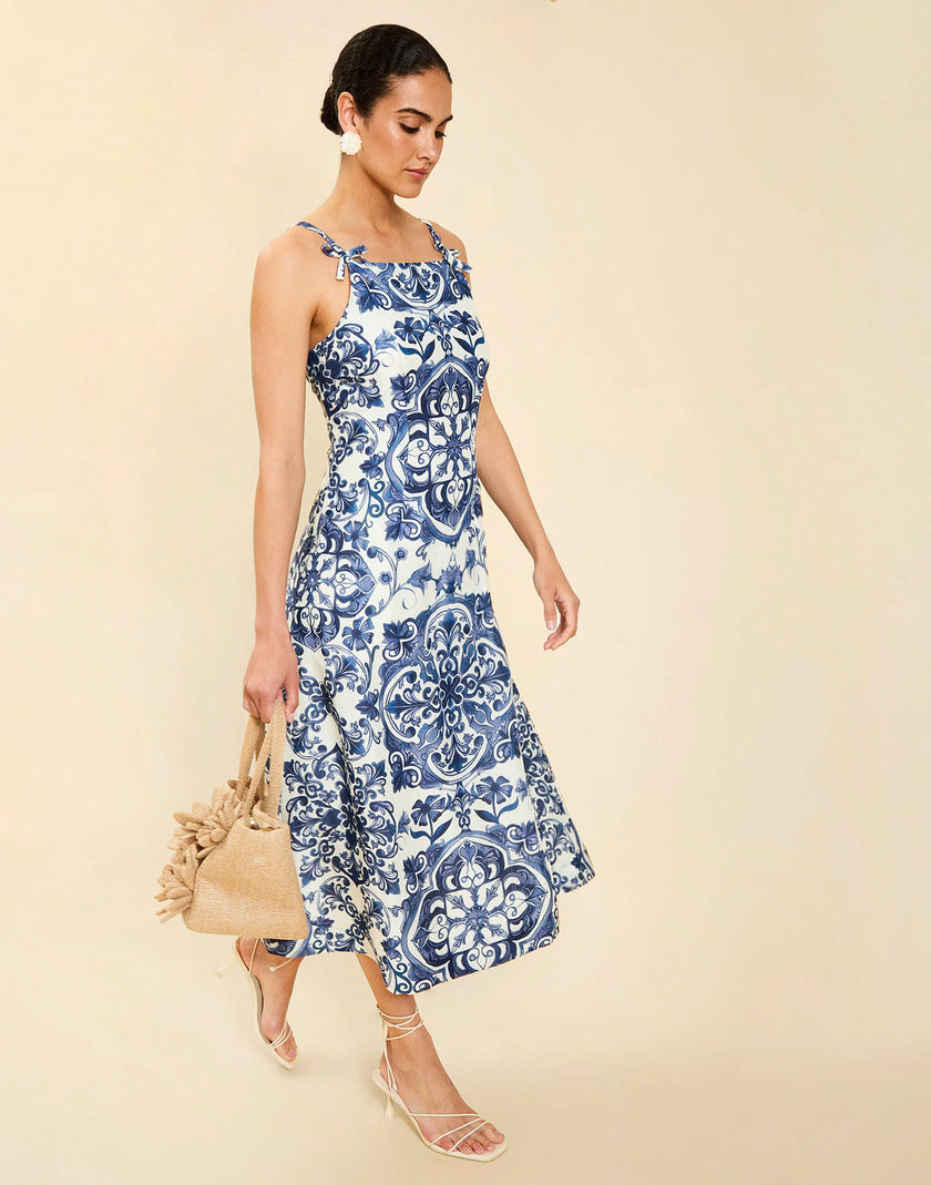 LADERA MIDI DRESS IN AZULEJO NAVY