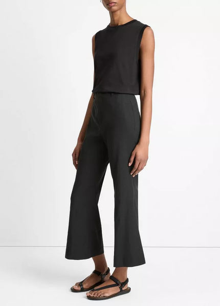 LINEN BLEND CROP FLARE TROUSER