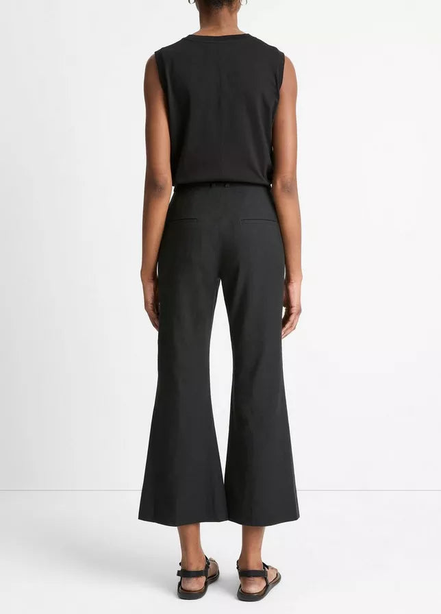 LINEN BLEND CROP FLARE TROUSER