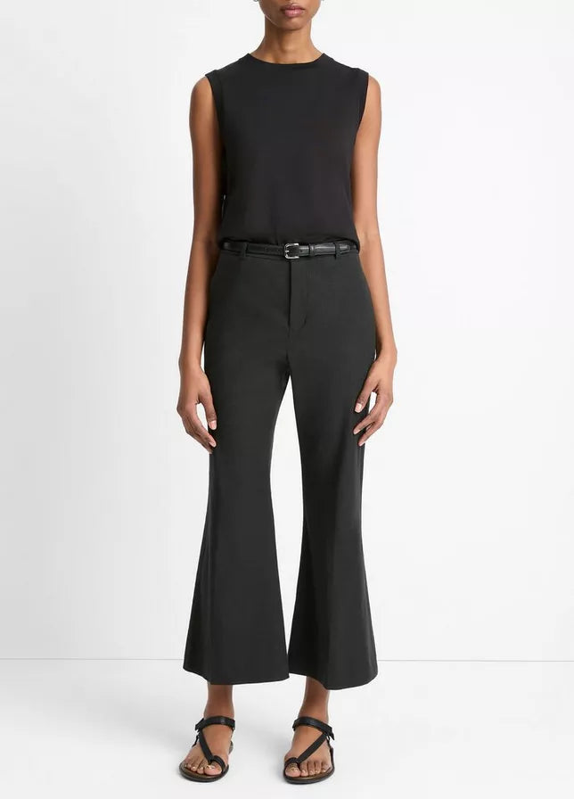 LINEN BLEND CROP FLARE TROUSER