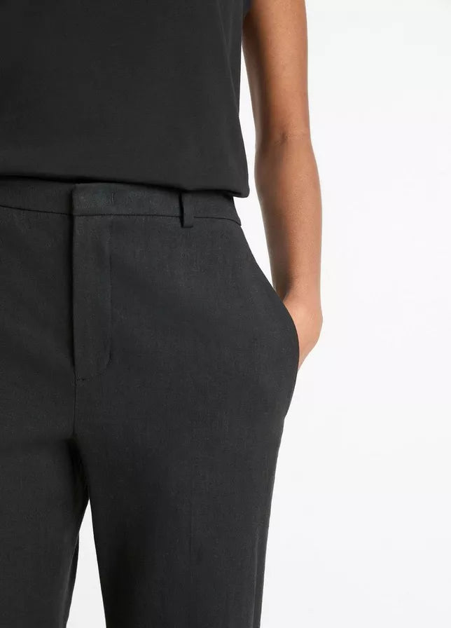 LINEN BLEND CROP FLARE TROUSER