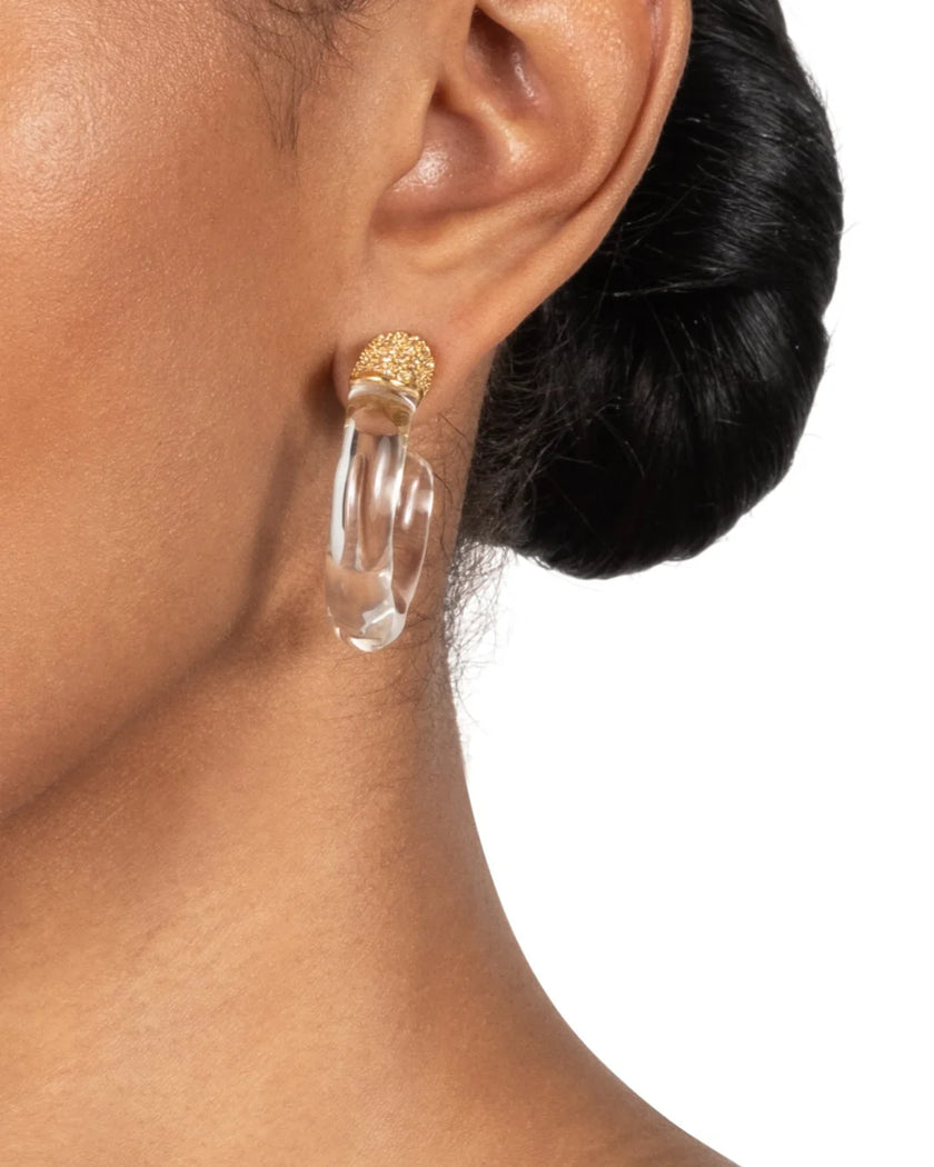 LIQUID LUCITE CRYSTAL FRONT BACK HOOP EARRING