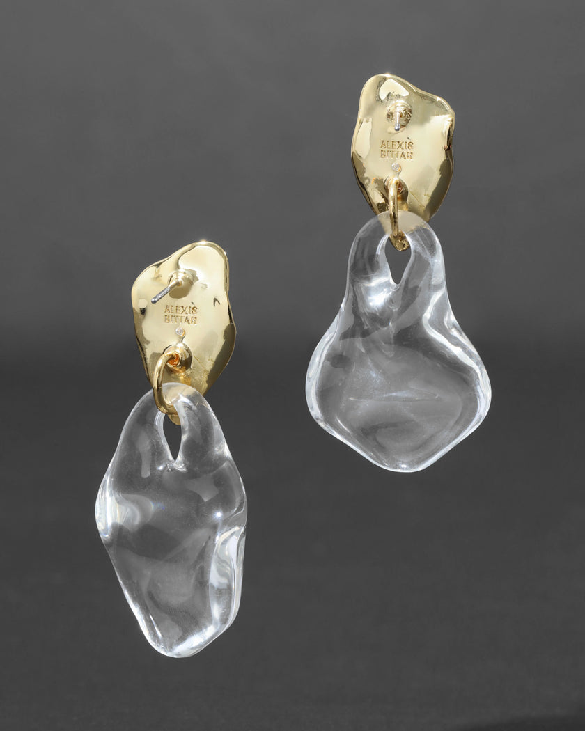 LIQUID LUCITE WAFER POST EARRING