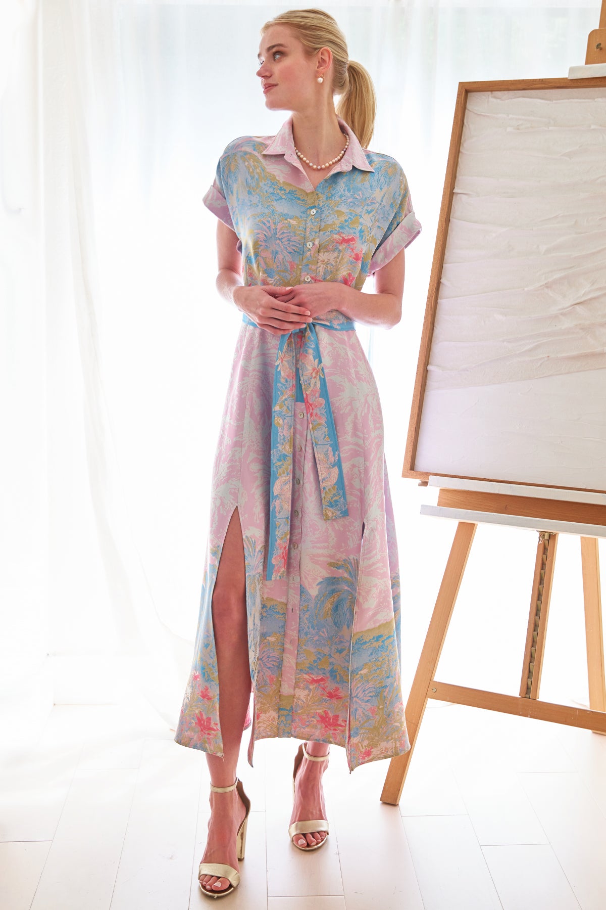 LONG CHANTAL DRESS IN PRINT JACQUARD