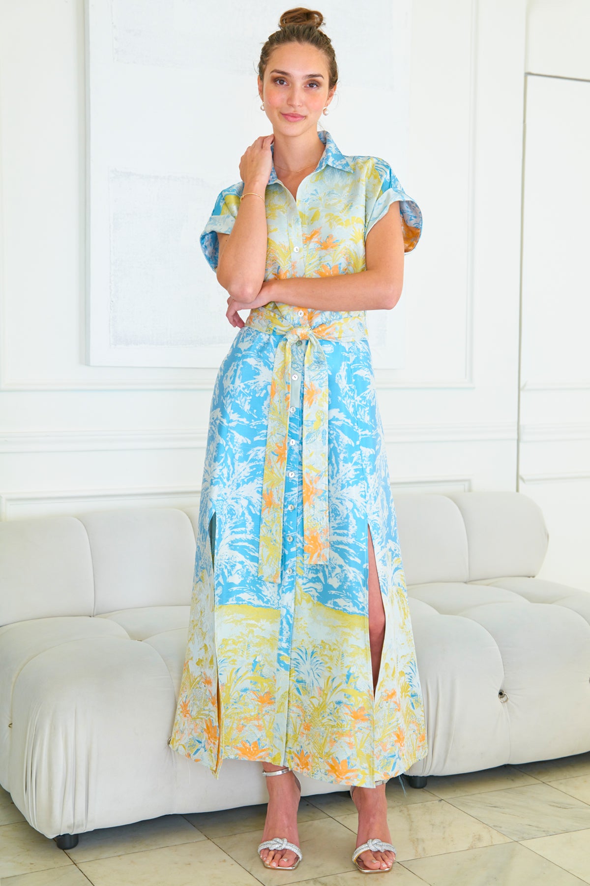 LONG CHANTAL DRESS IN PRINT JACQUARD