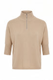 LUCELY QUARTER ZIP ELBOWSLEEVE MOCK NECK SWEATER