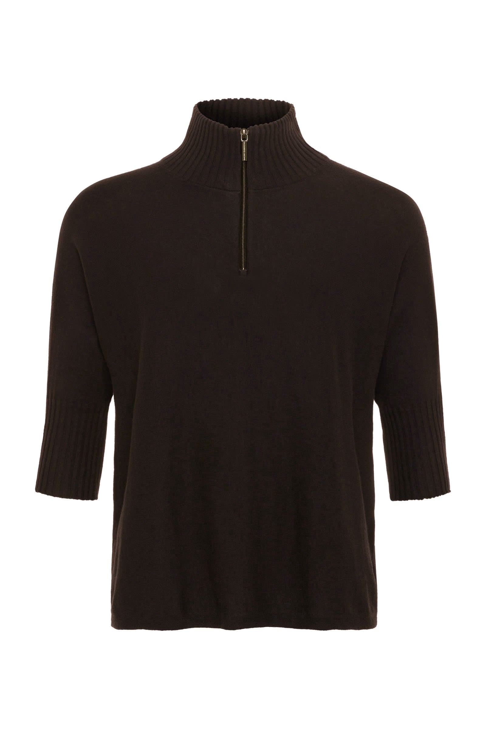 LUCELY QUARTER ZIP ELBOWSLEEVE MOCK NECK SWEATER