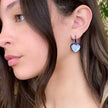 SMALL HEART DROP EARRINGS RAINBOW MOONSTONE