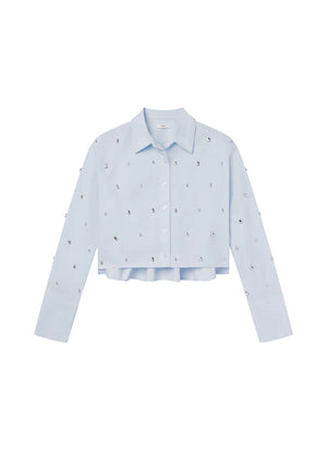 MACKIE EMBELLISHED CROPPED COTTON SHIRT