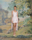 GITA LIGHT PINK BROCADE MINI DRESS