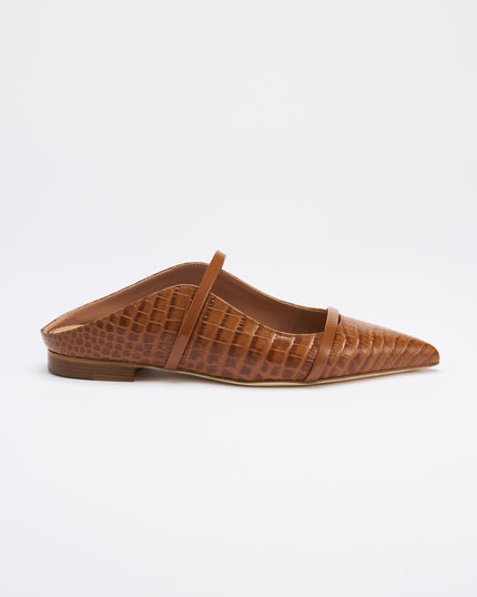 MAUREEN CROC EMBOSEED LEATHER FLAT MULES