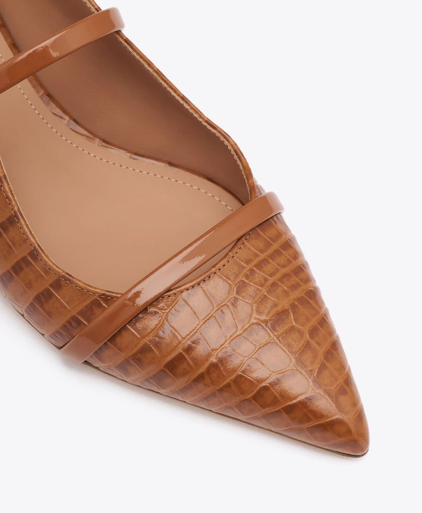 MAUREEN CROC EMBOSEED LEATHER FLAT MULES