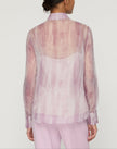 WASHED GLAZE PRINT SILK CREPON BUTTON BLOUSE