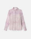 WASHED GLAZE PRINT SILK CREPON BUTTON BLOUSE
