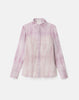 WASHED GLAZE PRINT SILK CREPON BUTTON BLOUSE