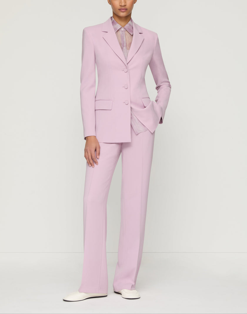 WASHED GLAZE PRINT SILK CREPON BUTTON BLOUSE